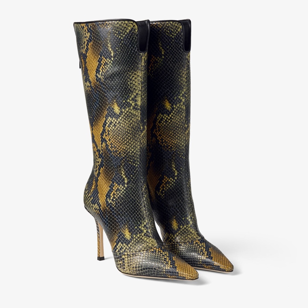 Jimmy Choo Python Printed Leather Knee High Boot - image 1